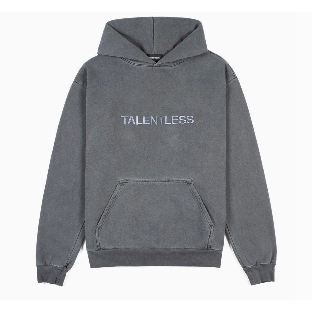 TALENTLESS-MENS HOODIE - CIRCLE LOGO EMBROIDERED(STEEL GREY) SIZE XL